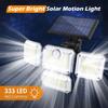 Waterproof Spotlight Motion Sensor 3-head Street Light Solar Light Outdoor Flood Safety Light With Remote Sun Wall Light