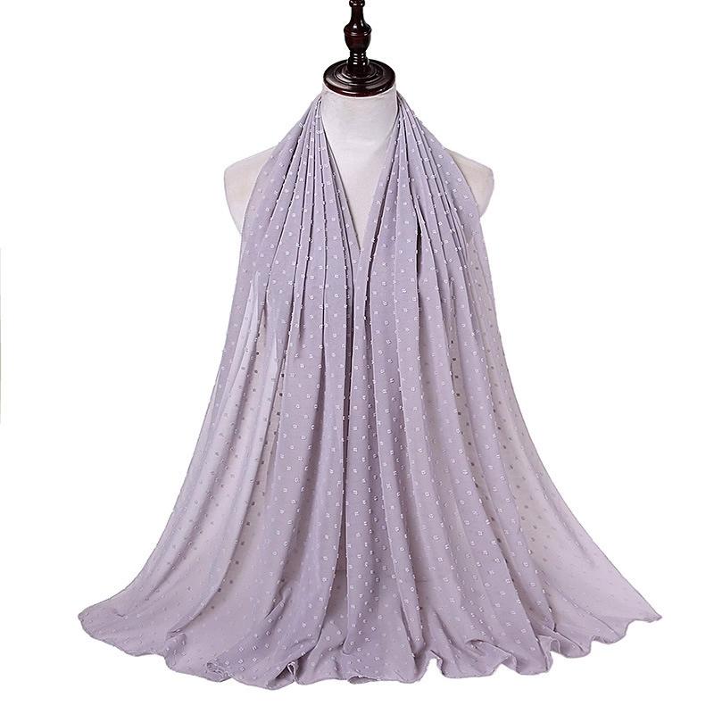 Solid Pearl Chiffon Hijab Scarf Woman Muslim Hijab Shawls Ladyies Ethnic Islamic Turban
