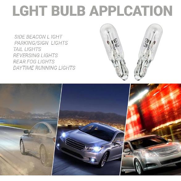 T5 Car Wedge Light 12V 1.2W Bright Auto Dashboard Gauge Side Lamp Multifunctional Width Indicator Instrument Bulb 10 PCS Universal for Most Cars