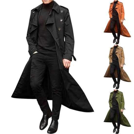 Пальто двубортная ветровка с лацканами в западном стиле мужская куртка на осень