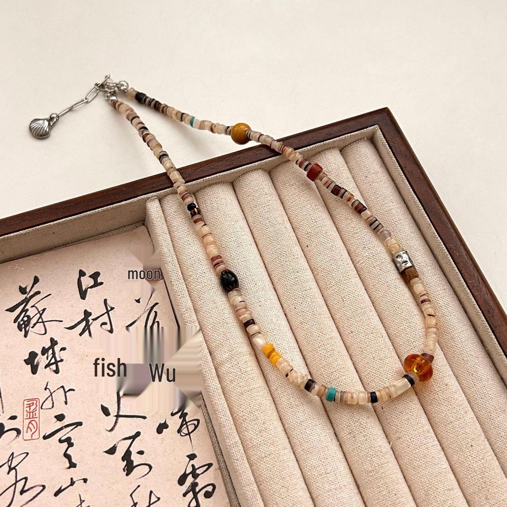 Ожерелье из натурального камня с бусинами для женщин - Роскошный чокер-цепочка на ключицу 2025