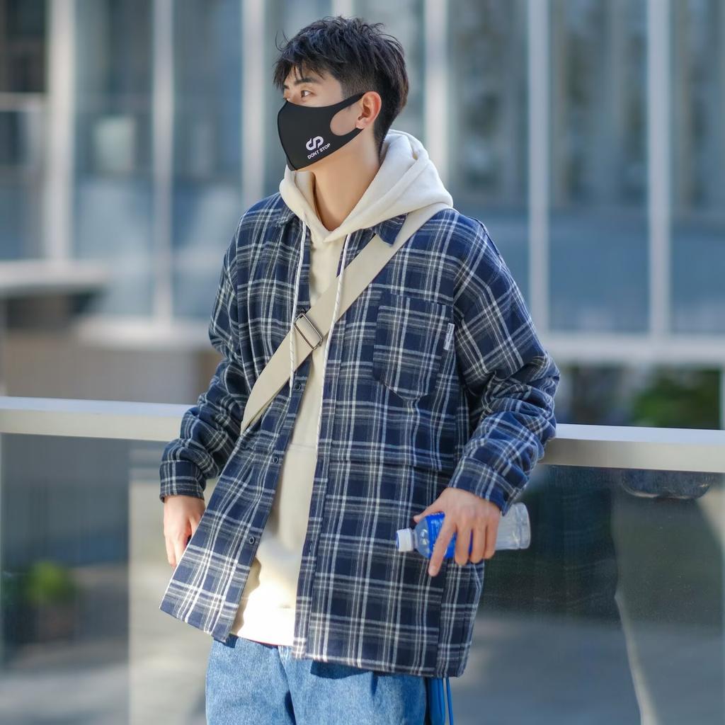 Весенне-осенняя клетчатая рубашка в японском стиле в стиле ретро для мужчин и женщин, свободная повседневная рубашка с длинными рукавами в гонконгском стиле, тонкое пальто в стиле преппи