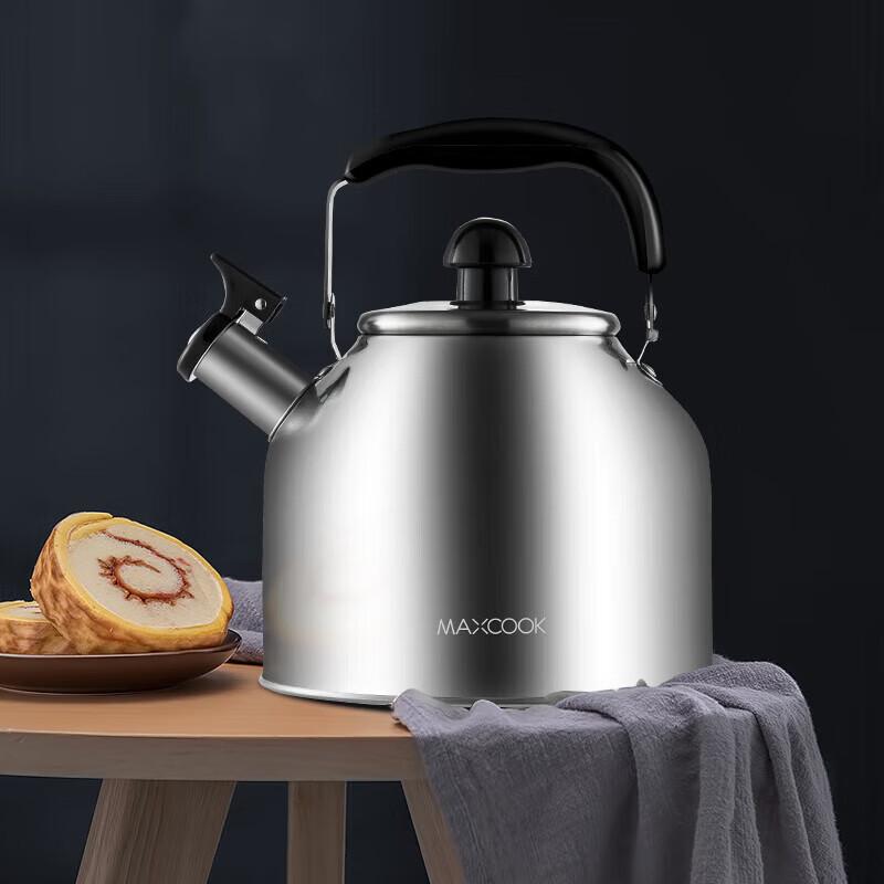 MAXCOOK 304 Stainless Steel Whistling Kettle, 5L Thick Japanese-Style Whistle, Compatible with Gas And Induction Stoves, MCH288