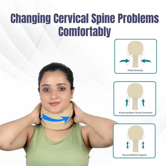 Wonder Care Neck Brace for Sleeping Cervical Collar Relief Neck Pain and Neck Support Soft Foam Wraps Keep Vertebrae Stable Black-Large