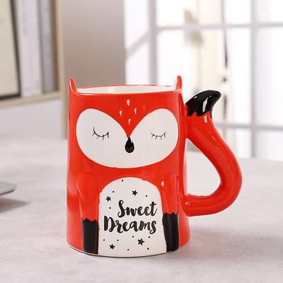 Керамическая чашка для воды в форме лисы, чашка для завтрака, милая кружка с лисой, персонализированная керамическая офисная чашка