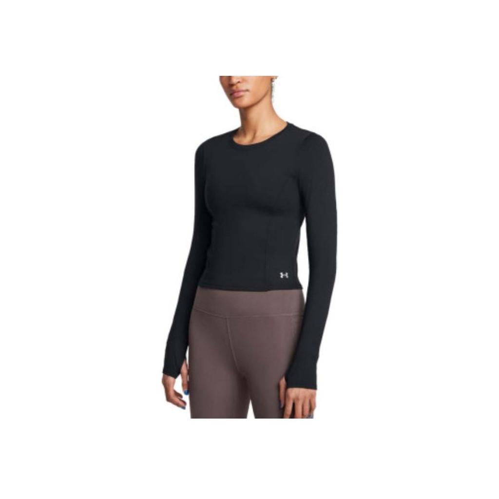 Under Armour Удобная женская футболка с круглым вырезом и длинным рукавом, черная 1387465-001
