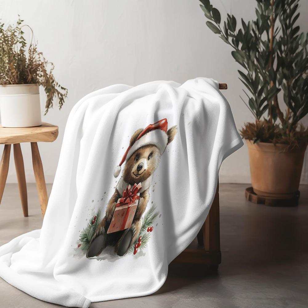 Tuniu Cute Teddy Bear Christmas Gift Blanket for Sofa Bed Room Decoration Warm Cozy Throw Blanket