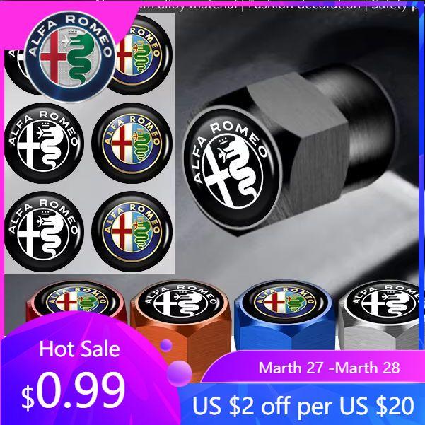 For Alfa Romeo 4Pcs Car Tire Valve Value Protection Caps Badge Accessories For Alfa Romeo 159 Giulietta 156 147 Giulia Mito GT S