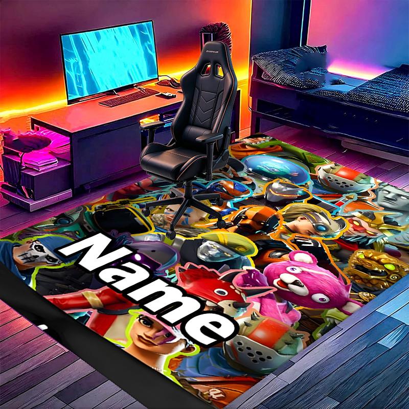 Custom Name Personalized Game Fortnite Print Carpet, Versatile Home Decor Rug, for Playroom, Apartment, Balcony, Entryway, Hallway Gift