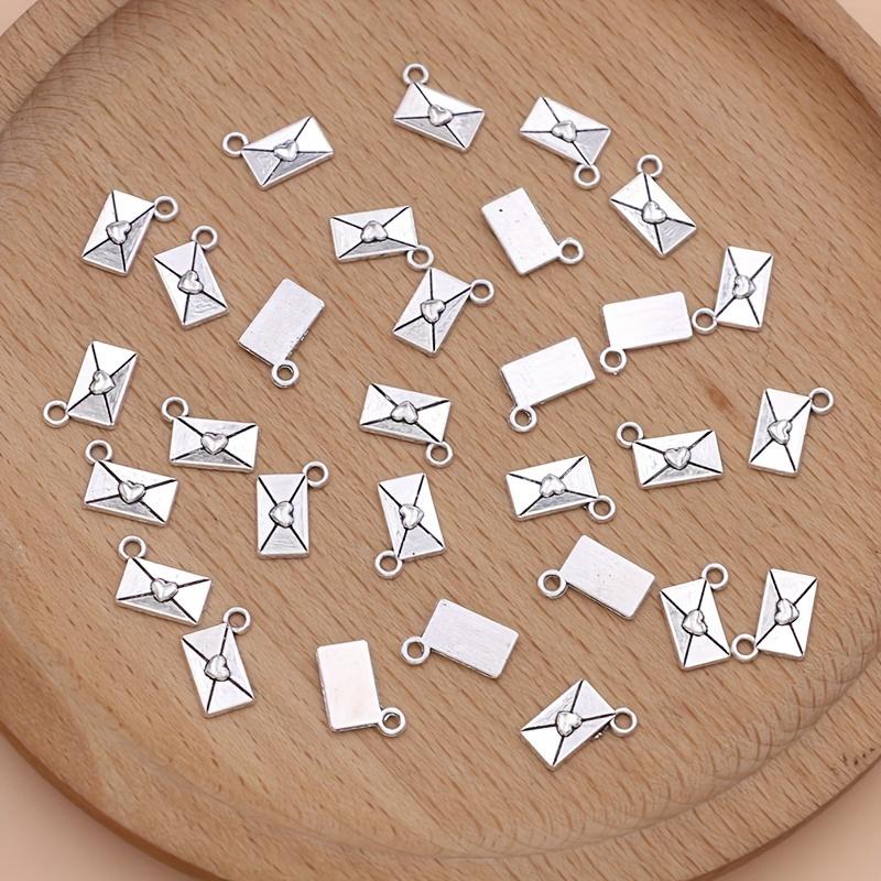 30 штук серебряных украшений-конвертов из цинкового сплава, подвески для DIY-украшений, для изготовления ожерелий и сережек своими руками