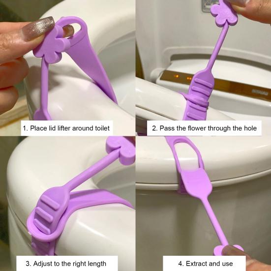 2Pcs Silicone Toilet Lid Lifter Flower Design Multi-Level Adjustment Anti-dirty Closestool Seat Cover Lid Handle Lifting Device Bathroom Accessories