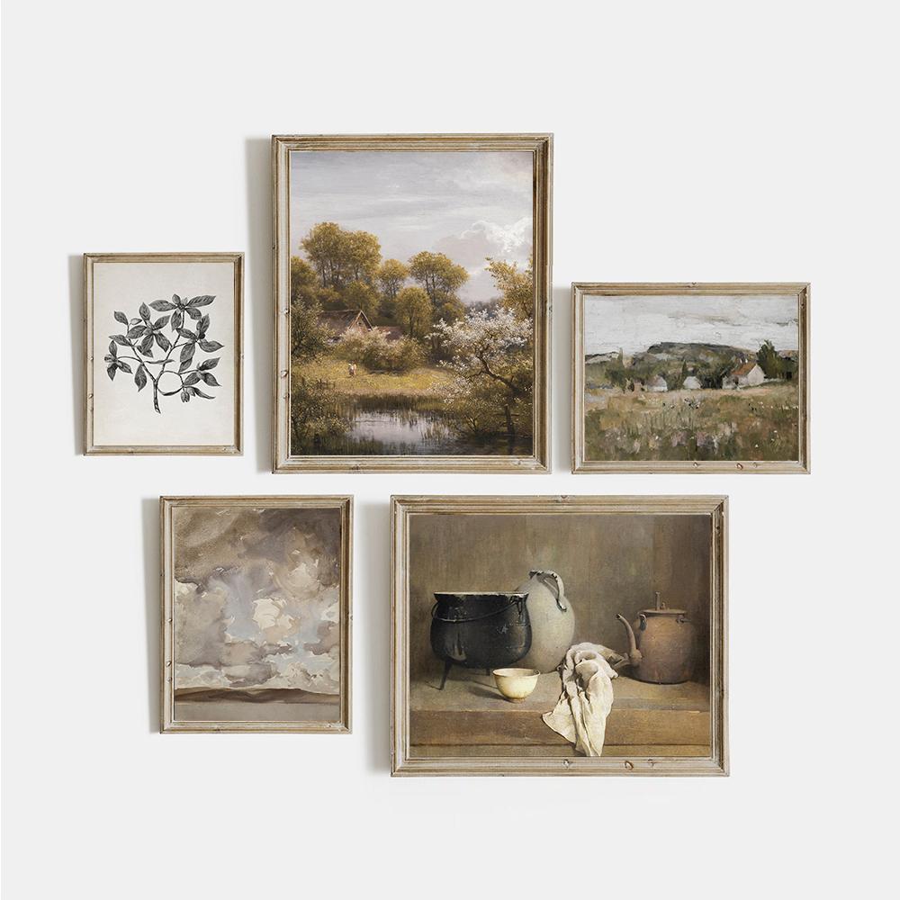 Vintage Rustic Kitchen Wall Art Poster And Prints Farmhouse Forest Neutral Botanical Retro Canvas Painting For Living Room Art