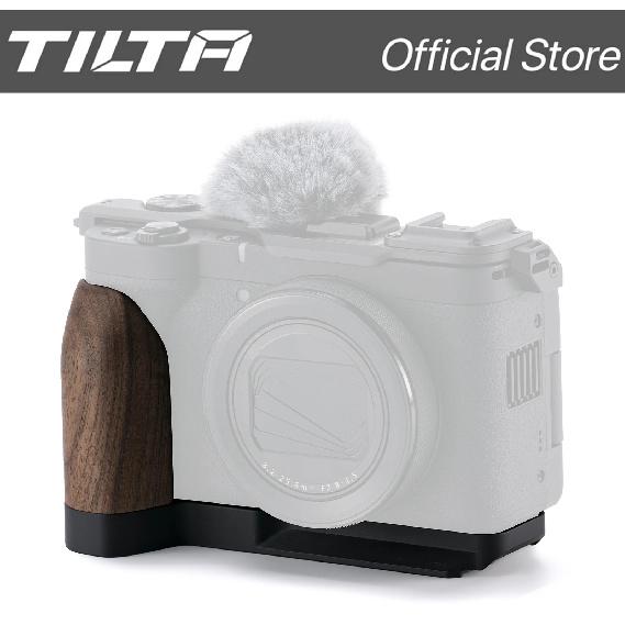 TILTA Vintage Camera Cage for Canon PowerShot V1 Base Kit - Black Microphone Windscreen Top Plate Mounting Baseplate with Wooden