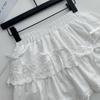Белая кружевная юбка для женщин, весна-лето, милая мини-юбка трапециевидной формы с милым бантом и эластичной резинкой на талии, тонкая женская одежда в стиле Лолиты Y2K