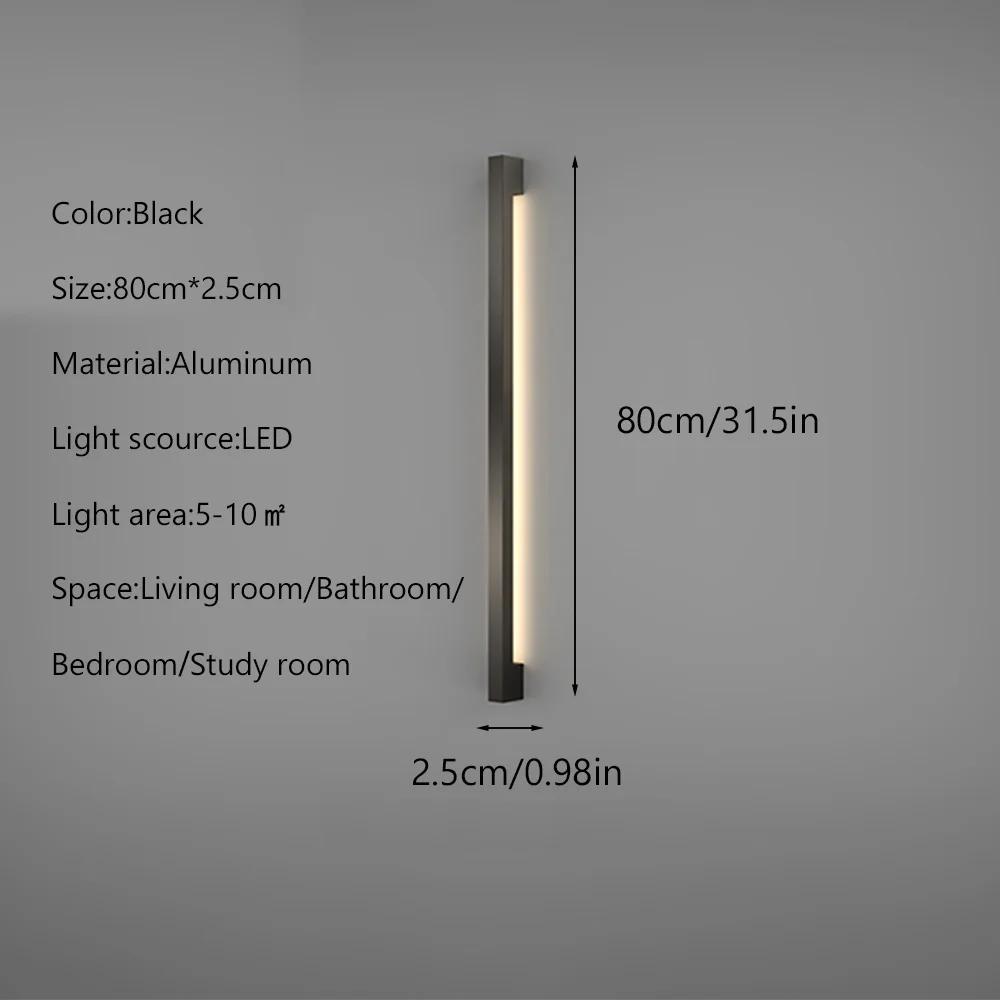 Светодиодный настенный светильник Nordic с минималистичным внутренним свечением, линейные светильники для спальни, прихожей, гостиной, домашнего освещения