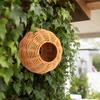 Parakeet Nest, Chewproof Plastic Frame Washable Small Bird House for Cage, Hanging Cozy Sleeping Nest, Woven Rattan Bird Nest with Metal Hooks