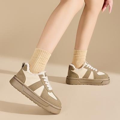 Флисовые немецкие тренировочные туфли женские 2024 новые ретро повседневные кеды на толстой подошве увеличивающие рост универсальные теплые хлопковые туфли Мао Мао с Северо-Востока