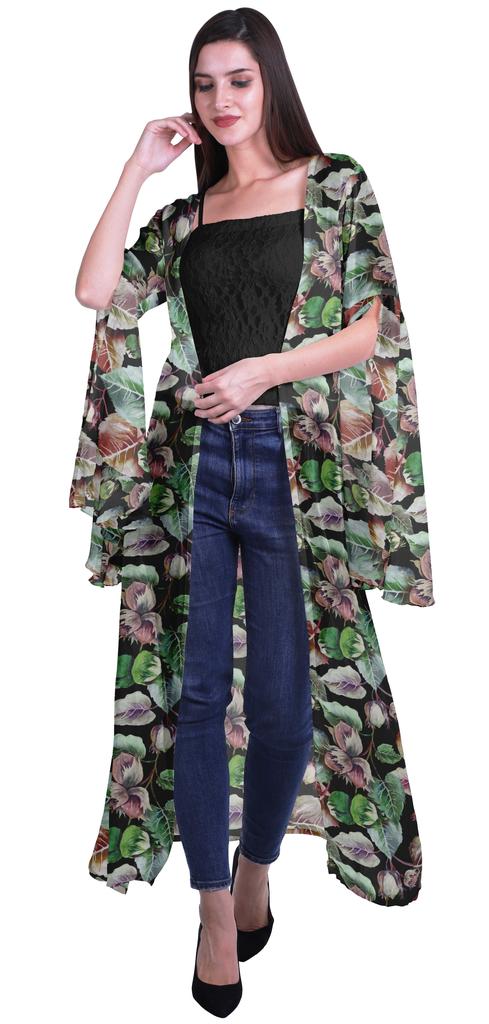 Moomaya Пляжная накидка с открытым передом из принтованного жоржета и разрезами на рукавах