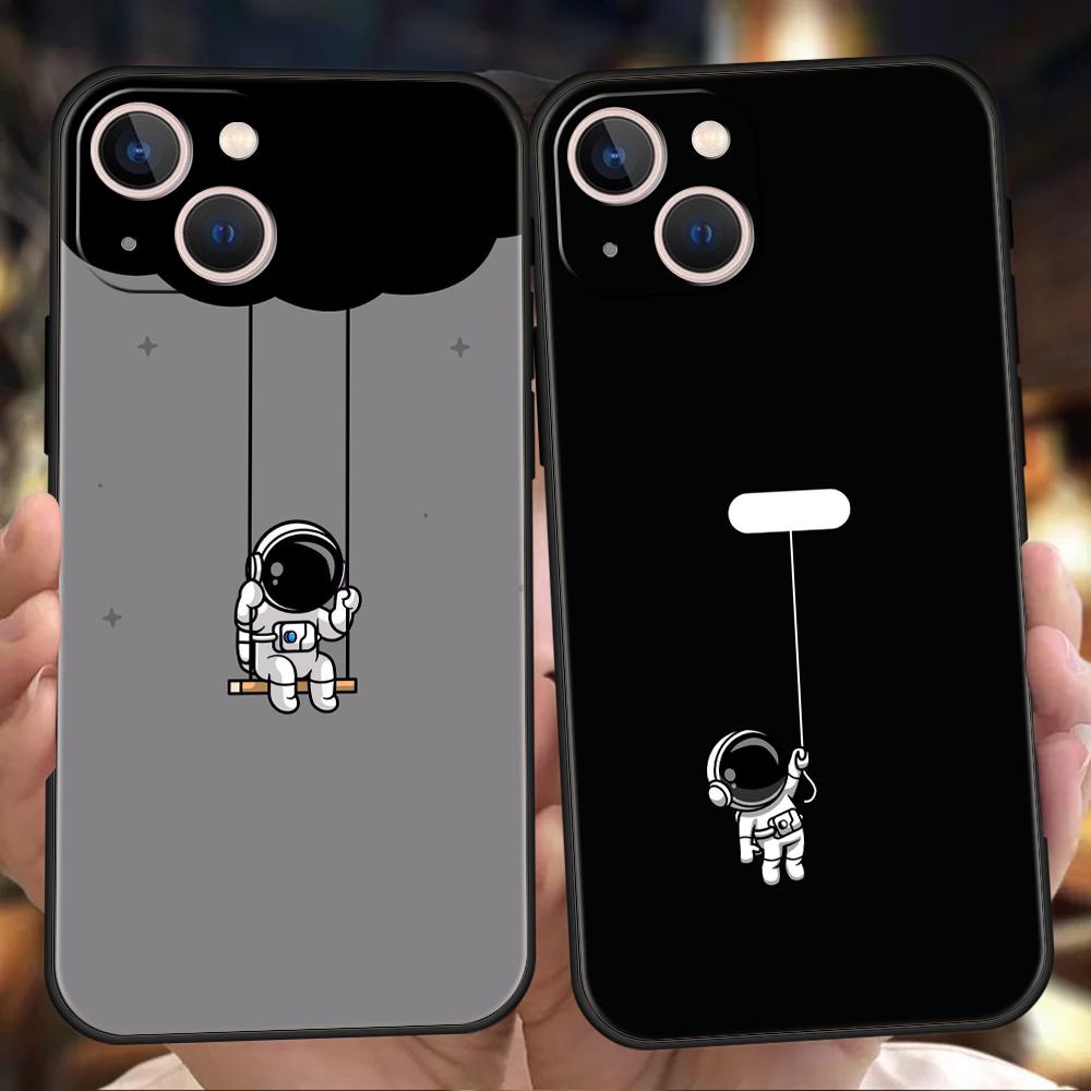 Роскошный мягкий чехол из ТПУ для iPhone 17 Air 16E 16 11 15 14 Pro MAX 12 13 7 8 Plus X XR XS SE 2022 Чехол Милый Астронавт