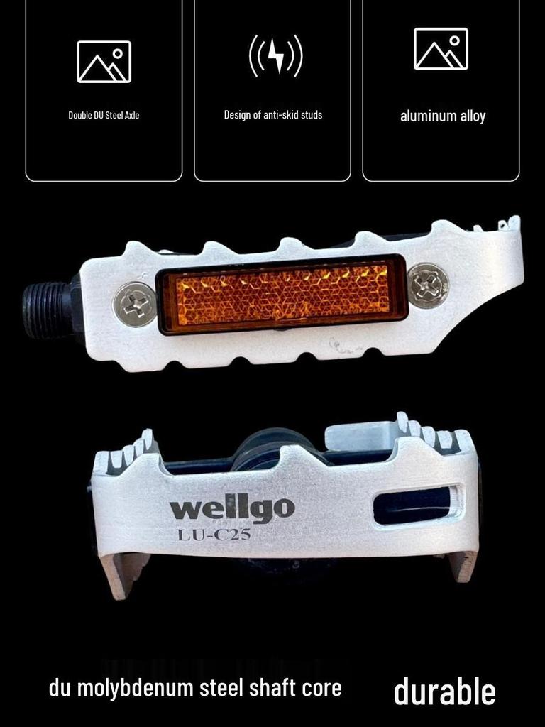 Полуалюминиевые педали для горного и шоссейного велосипеда WELLGO VIG C25