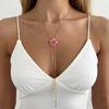 Ins Style Colorful Oil Drop Flower Pendant Necklace, Fashionable Metal Adjustable Pull-out Chain Accessory