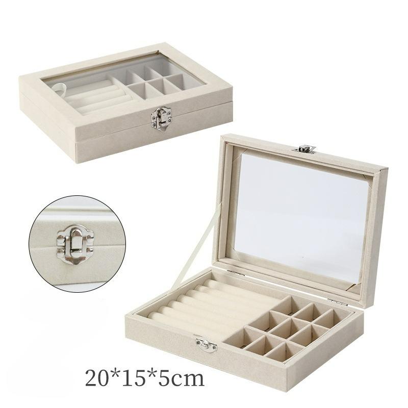 Premium Large Capacity Jewelry Box Flannel Jewelry Box Ring Necklace Jewelry Earrings Storage Box