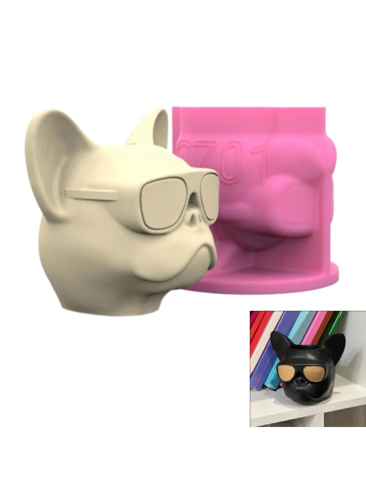Dog Head Flower Pots Mold Epoxy Resin Molds Pen Holder Candle Holder Cement Planter Silicone Mould Home Decorations