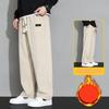 Winter Aoli Velvet Fabric Fleece Warm Casual Pants Men Work Fashion Thick Korea Flocking Joggers Cargo Trousers Male