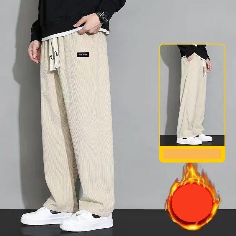 Winter Aoli Velvet Fabric Fleece Warm Casual Pants Men Work Fashion Thick Korea Flocking Joggers Cargo Trousers Male