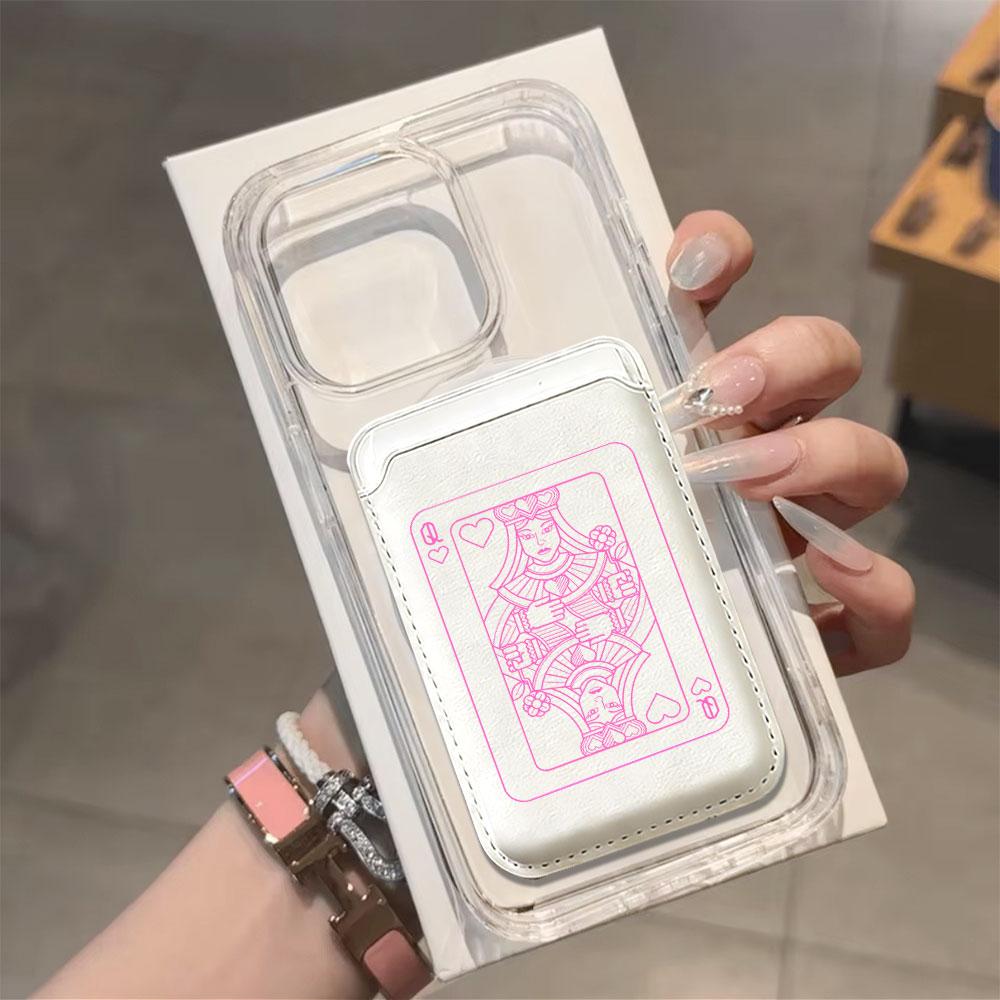 Дизайн с игральными картами Для кошелька MagSafe Магнитный держатель для карт Чехол для телефона Для iPhone 16 13 16 15 12 14 17 Pro Max Чехол 16E 15 Plus Чехол