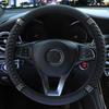 Black PU Leather Diamond Car Steering Wheel Cover Protector 15\/38cm Accessories