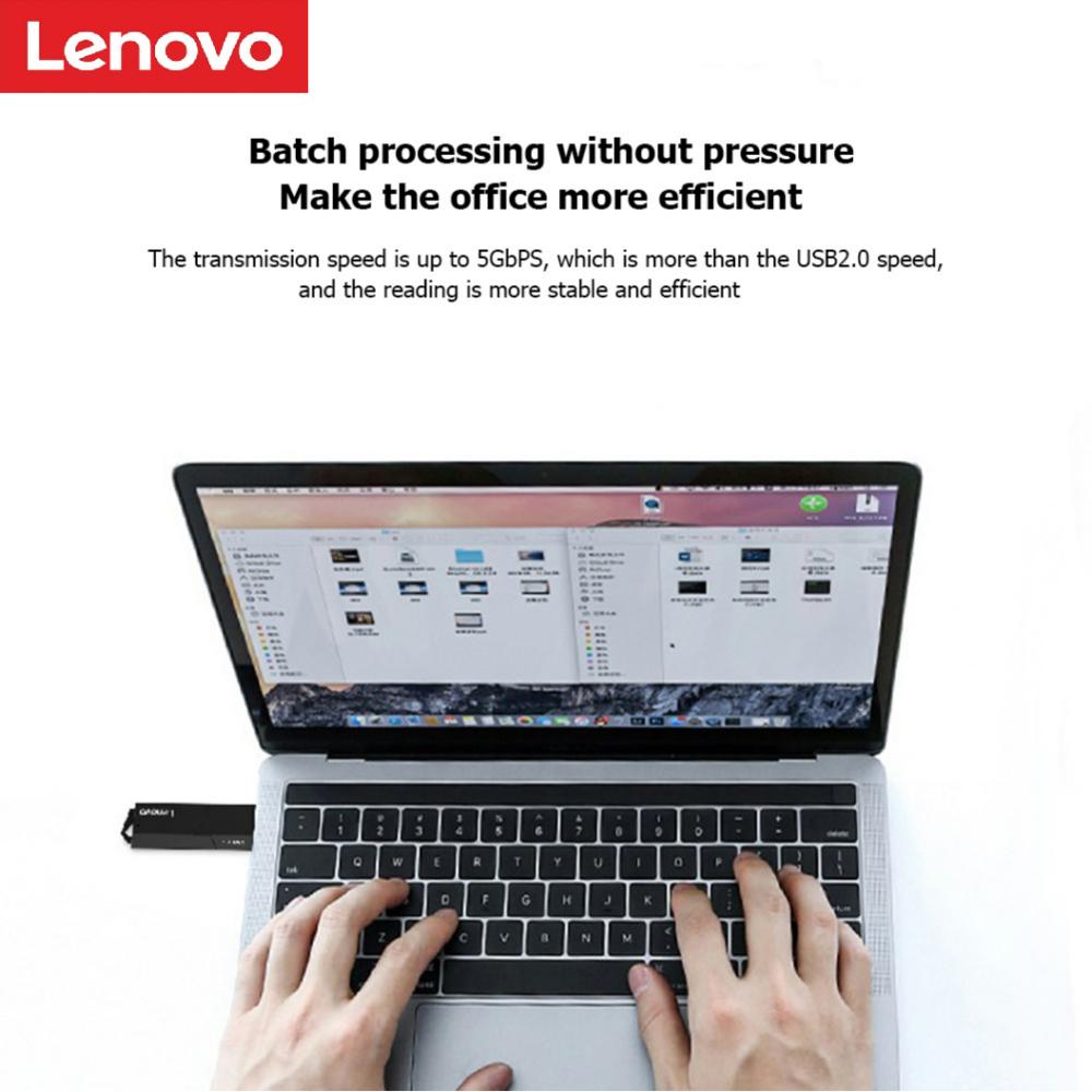Lenovo D204 5 Гбит/с USB 3,0 кард-ридер 2 в 1 SD TF адаптер для карт памяти высокоскоростной кард-ридер для компьютера, ноутбука с поддержкой 2 ТБ