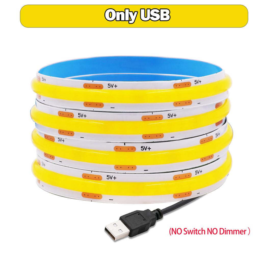 USB LED Strip Light 5V 320LEDs/M COB Dimmable Touch Sensor Switch/ Push Switch Tape DIY TV Mirror Backlight Room Night Lighting