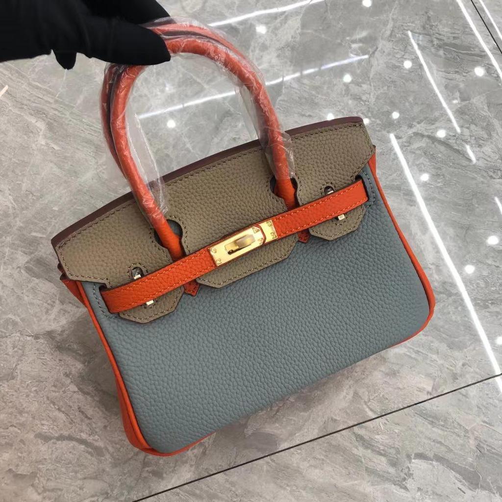 Сумка на плечо из коровьей кожи Colorblock Platinum Lychee Grain 2024 года — повседневная сумка для поездок на работу