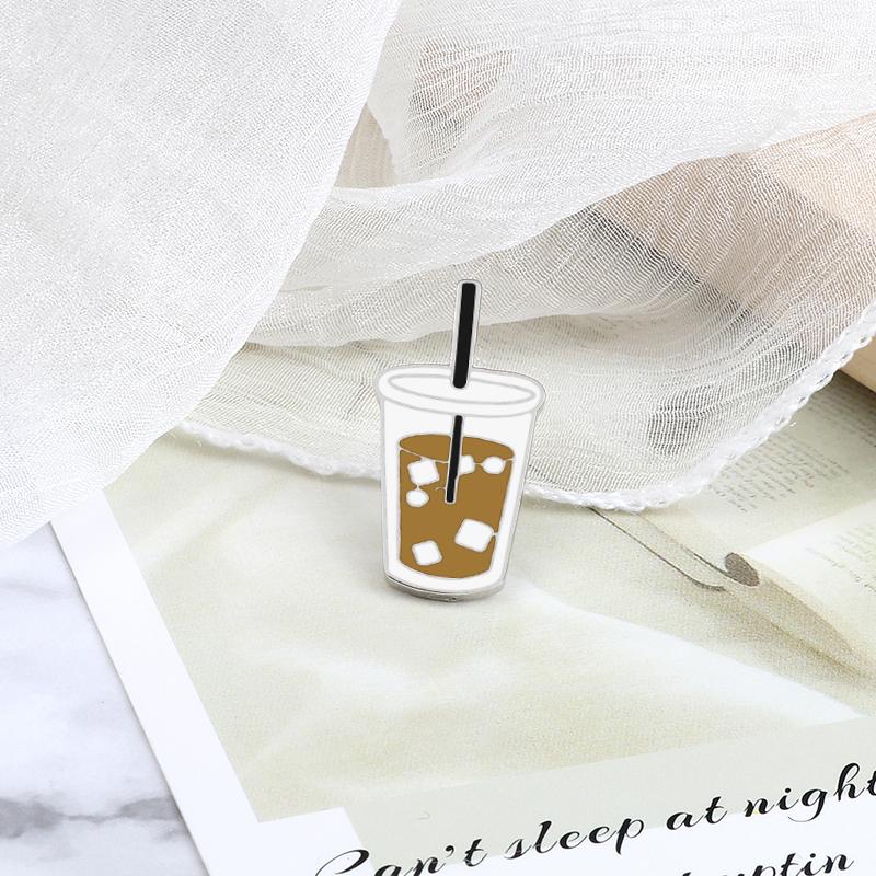 Fashion Coffee Brooches Iced Americano Cup Small Enamel Pins Cute Custom Metal Badge Jewelry Lapel Denim Backpack Pin Icon Gifts