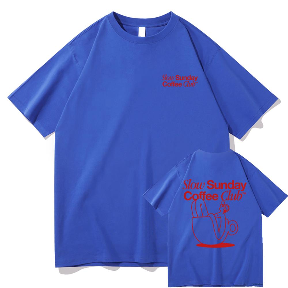 Футболка Мужская/Женская Клуб Кофе по Воскресеньям Harajuku Винтажная Графическая Футболка Классическая Унисекс Высокое Качество Ретро Хлопковые Футболки