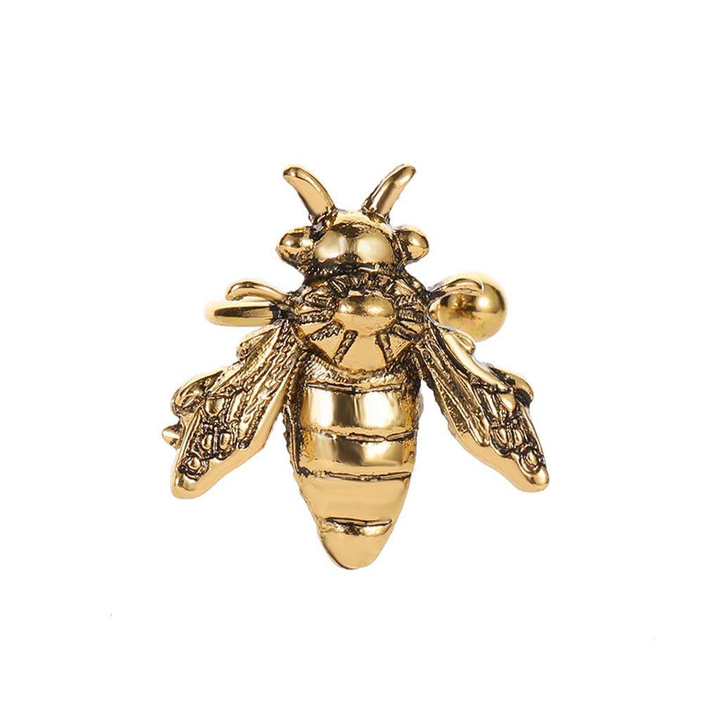 1 PC Bee Insect Gifts For Women Gold Silver Color Stud Earrings Jewelry Clip Earrings Ear Cuffs