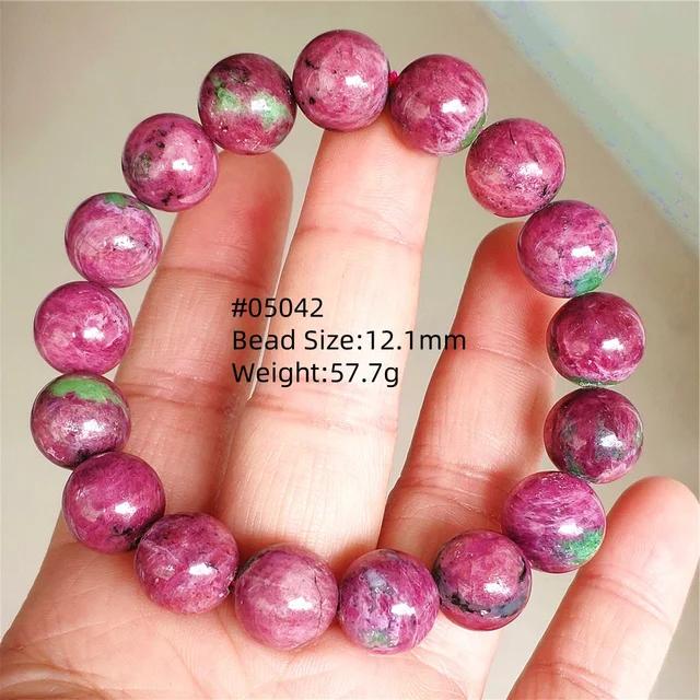Natural Ruby Round Beads Tungsten Classic Strand Bracelet Jewelry Rare Red Watermelon Ruby Zoisite Unisex Party AAAAAAA