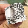 Sunflower Spoon Adjustable Ring Boho Vintage Finger Open Ring Extendable Wrap Bands For