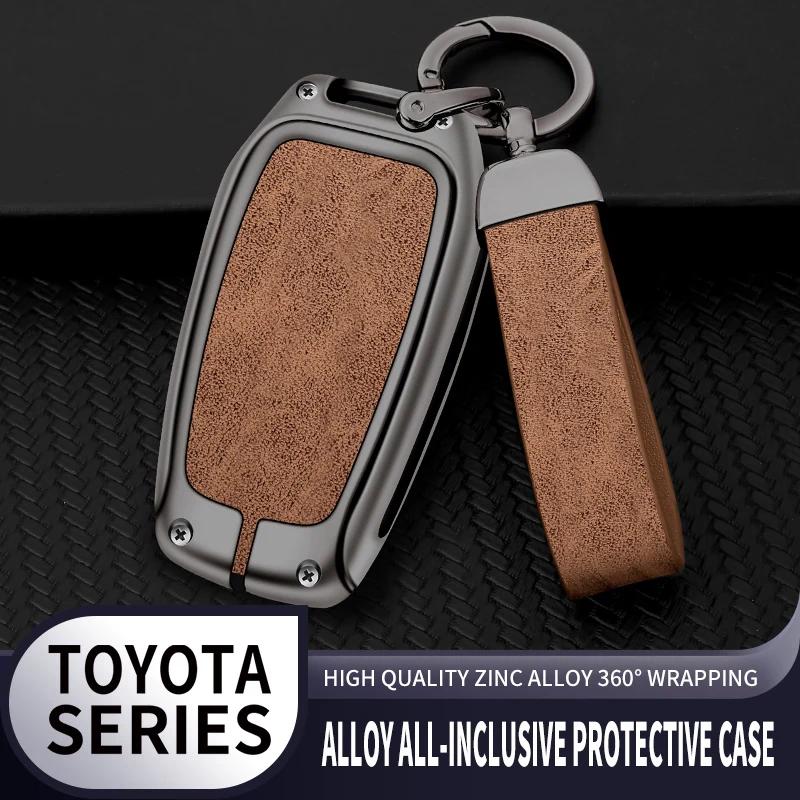 Новый кожаный чехол для ключей из цинкового сплава для Toyota CHR Hilux Fortuner Land Cruiser 200 Camry Corolla Crown RAV4 Highland