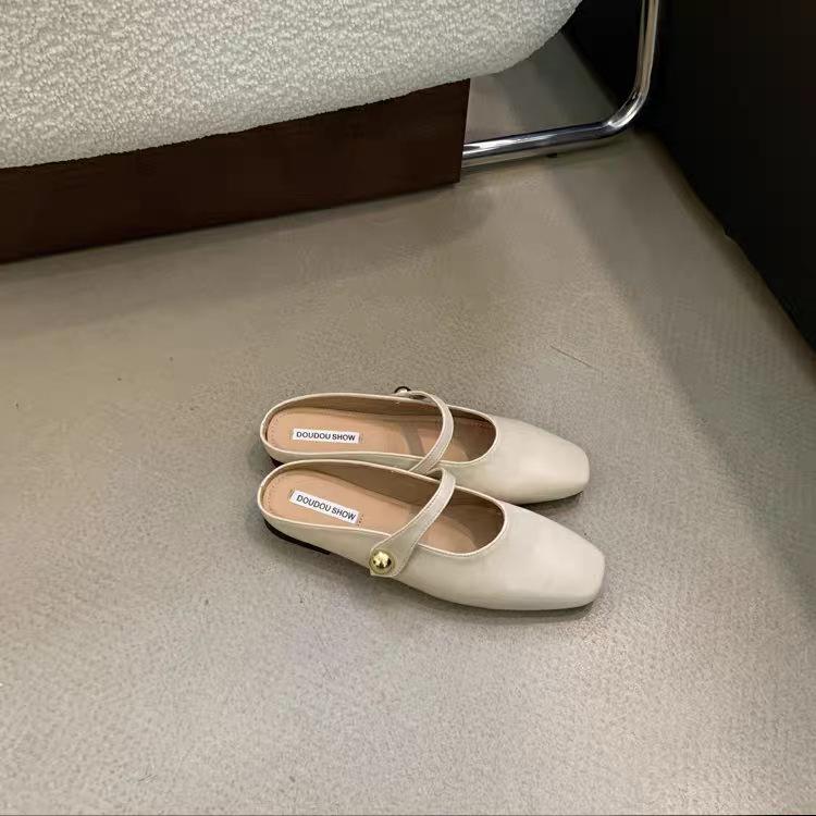 Тапочки Baotou Half для женщин 2024 года, новая летняя верхняя одежда, серебристые босоножки на мягкой подошве без каблука