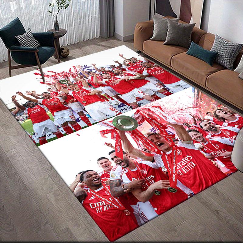 Arsenal Players Flannel Printed Carpet, Home Sofa Decoration for Living Room & Bedroom, Non‑Slip Play Flannel Floor Mat for Game Room