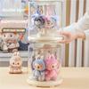 Labubu Display Case Transparent Rotating Storage Stand For Plush Dolls Blind Box Collection Clear Acrylic Organizer