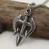 Vintage Fashion Punk Sea King Trident Necklace Pendant Men Luxury Fine Jewelry