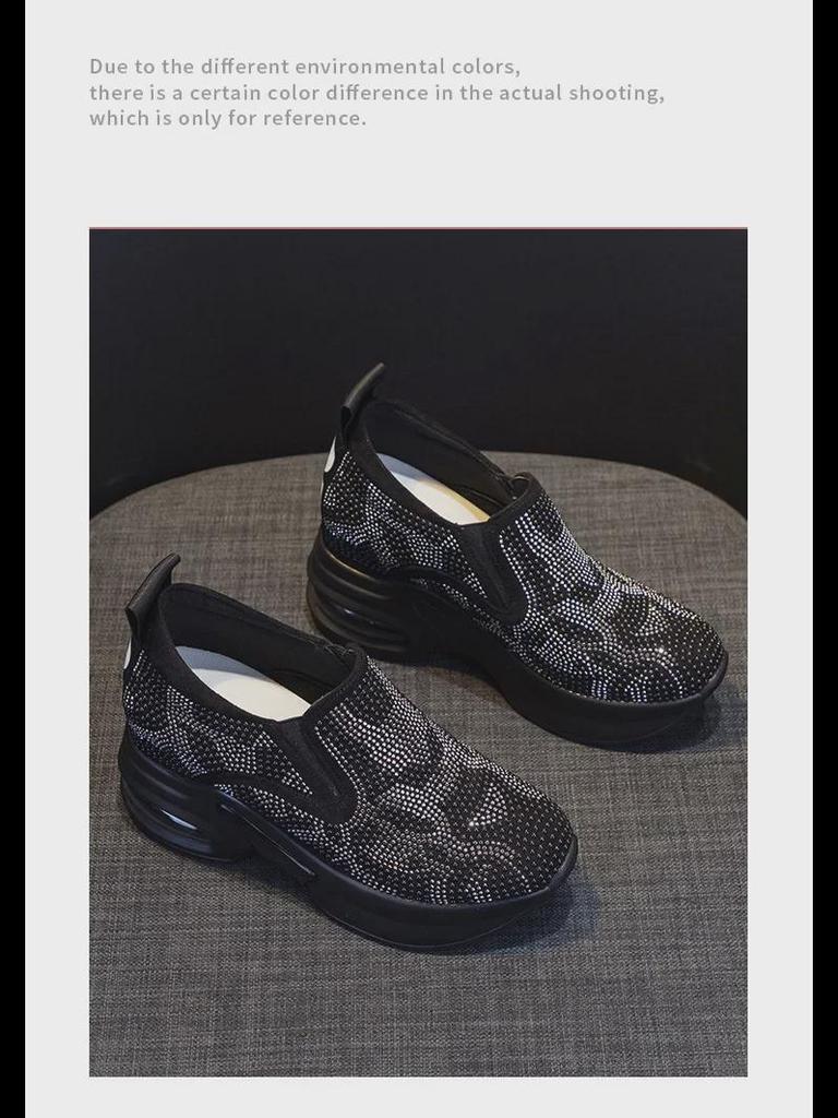 2025 Весна/Осень Белые Туфли со Стразами - Стильные Высококачественные Корейские Женские Кроссовки