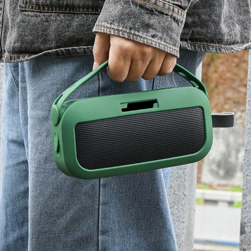 Soft Silicone Case for Bluetooth-compatible Speaker Travel Carry Protective with Shoulder Strap Protective Skin