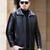 Middle-aged and Elderly Men's Plus Size Genuine Leather Jacket Men's Casual Lapel Fur One-piece Coat Thickened Sheepskin Jacket Winter