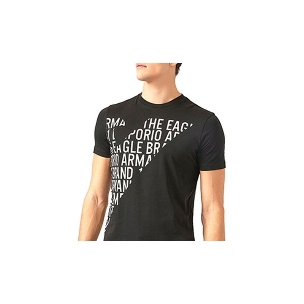 Emporio Armani Мужская футболка с принтом, круглый вырез, короткий рукав, черная 3Z1T72-1JPZZ-0999