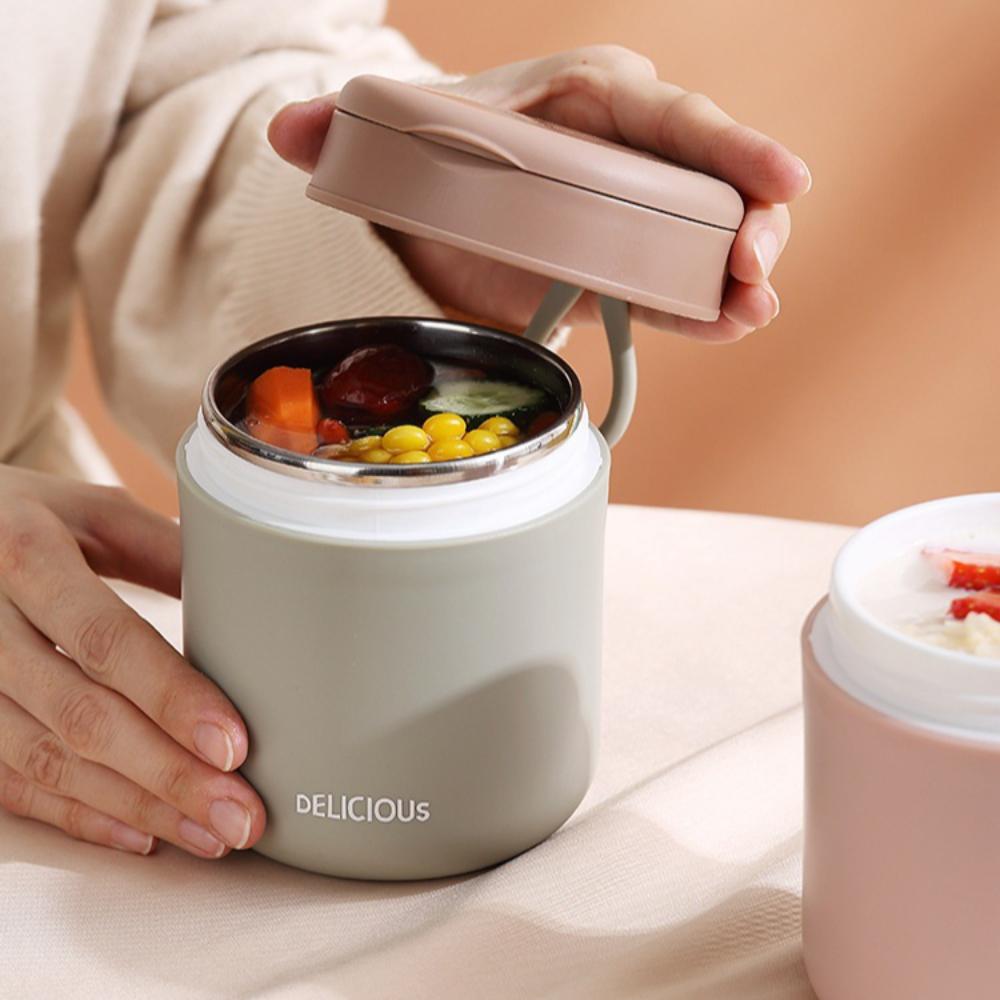 Изолированная чашка для завтрака из нержавеющей стали 304 с широким горлышком, вакуумная, банка для супа для горячей еды