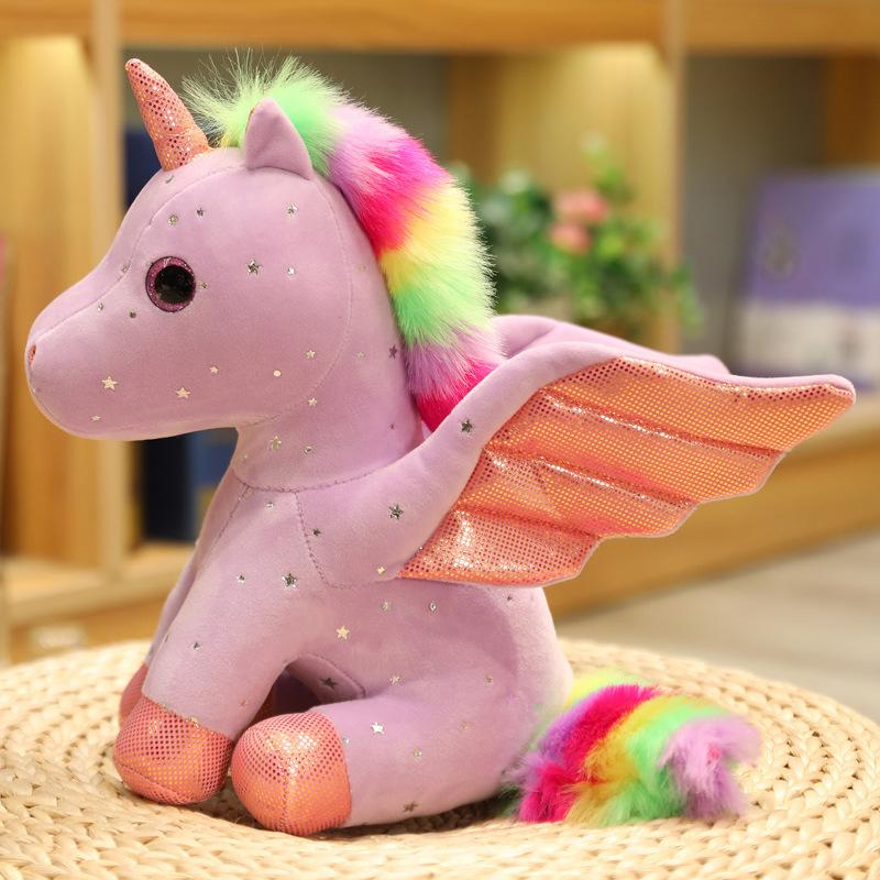Cute Unicorn Plush Toy Unicorn Plush Pendant Toy for Kids Angel Wings Pegasus Doll Rainbow Unicorn Toy Birthday Gifts